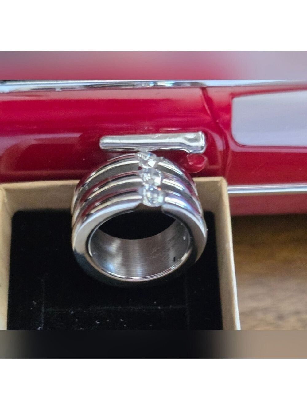 Speidel Stainless Steel CZ Triple Band Ring - Picture 3 of 9
